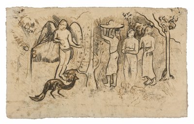 エンジェル、ピーコック、スリー・タヒチアン 作： Paul Gauguin