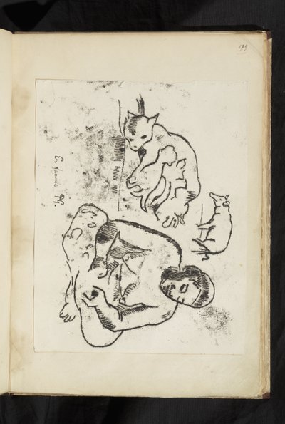 Avant et après - 座っている女性、子猫を連れた猫、豚 作： Paul Gauguin