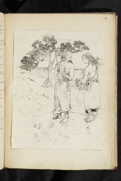 Avant et après - 風景の中で会話をする二人の女性 作： Paul Gauguin