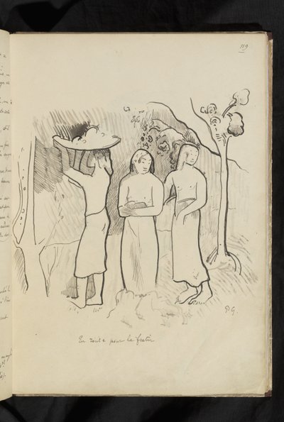ビフォー・アフター - ドローイング「宴の途中 作： Paul Gauguin