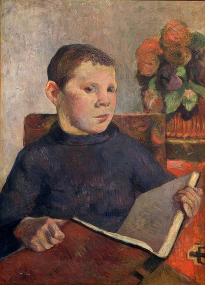 本と息子のクロービスの肖像 作： Paul Gauguin