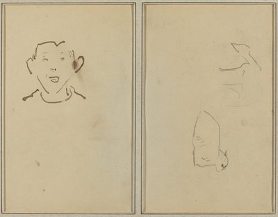 少年の顔; 二匹の羊[裏] 作： Paul Gauguin