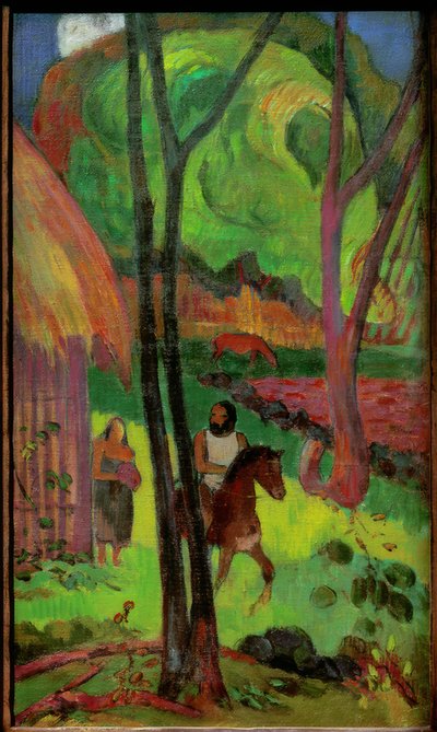 小屋の前の騎手 作： Paul Gauguin
