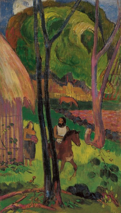 小屋の前の騎士、1902年。 作： Paul Gauguin