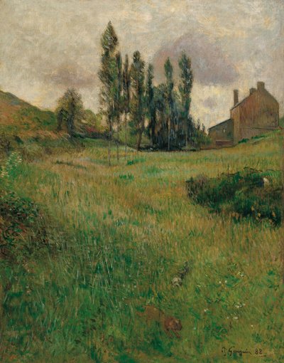 牧草地を走る犬たち、1888年 作： Paul Gauguin