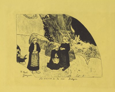 海のドラマ：ブルターニュ、1889年 作： Paul Gauguin