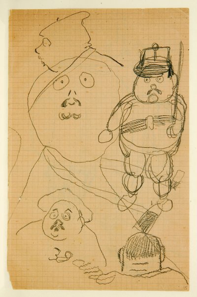 1889-90年の若いジャックブーケのために制作されたドローイングのアルバムからのドローイング 作： Paul Gauguin