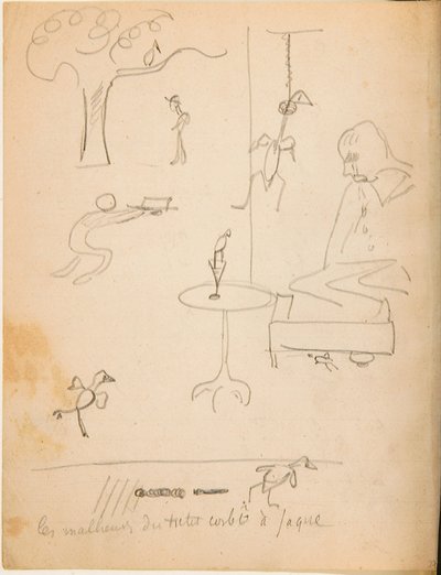 1889-90年の若いジャックブーケのために制作されたドローイングのアルバムからのドローイング 作： Paul Gauguin