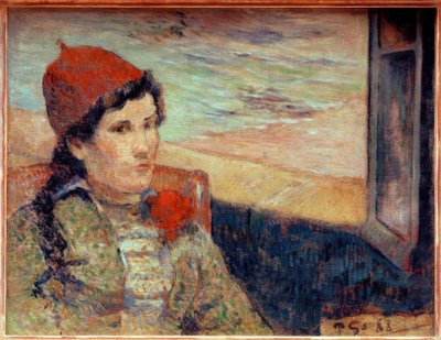 Lafiancéeと呼ばれる開いているウィンドウの前の女性 作： Paul Gauguin