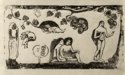 女性、動物、葉 作： Paul Gauguin