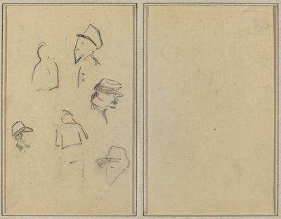 4 つの頭と 2 つの図 [裏面] 作： Paul Gauguin