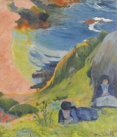 フランス語で  Au-dessus de la mer 海の上 作： ポール・ゴーギャン
