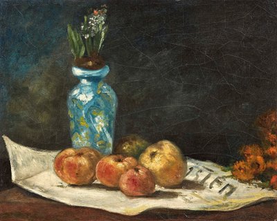 フランス語  Jacinthe et pommes sur un journal ヒヤシンスとリンゴの新聞配達 作： ポール・ゴーギャン