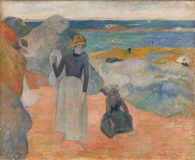 フランス語  Sur la plage en Bretagne 海辺にて 作： ポール・ゴーギャン