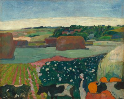 ブルターニュの干し草の山、1890 年。 作： Paul Gauguin