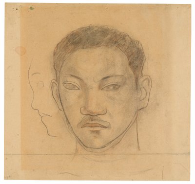 タヒチ人の頭部と、その右隣の2番目の頭部の横顔 作： Paul Gauguin
