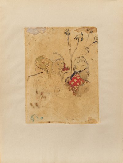 頭と植生、1887 作： Paul Gauguin