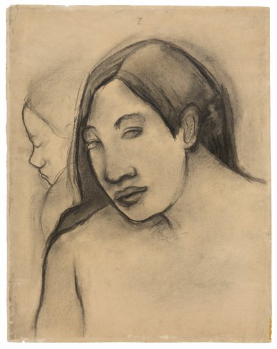 タヒチの女性の頭、正面と横顔のビュー 作： Paul Gauguin