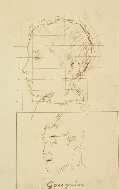 少年と男の頭（自画像？）[裏面] 作： Paul Gauguin