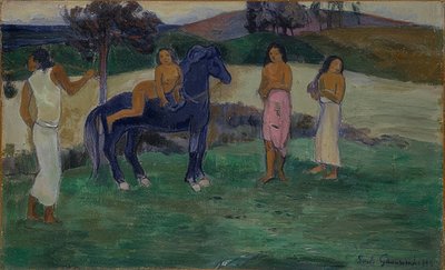 数字と馬の組成物。 1902 作： Paul Gauguin