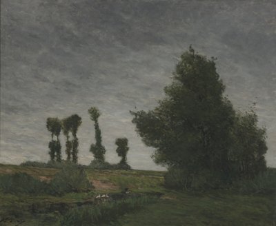 ポプラのある風景（キャンバスに油彩） 作： Paul Gauguin