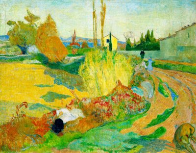 アルルの近くの風景（ルビネイルロイ運河の小道） 作： Paul Gauguin