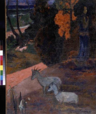 2頭の山羊のいる風景 作： Paul Gauguin