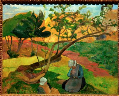 2人のブルトン人女性のいる風景 作： Paul Gauguin