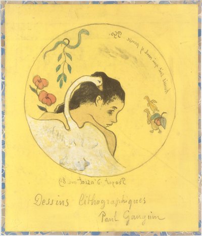 皿のためのレダのデザイン: 悪いと思う人々への恥 ホニ ソイト キ マル イ ペンス...、1889 年。 作： Paul Gauguin