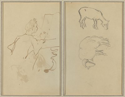ピアノを弾く男。 二匹の羊[裏] 作： Paul Gauguin