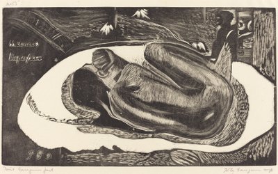 マノア・トゥパパウ (彼女は幽霊に悩まされている) 作： Paul Gauguin