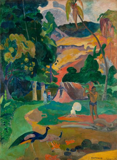 マタモエまたは、孔雀のある風景 作： Paul Gauguin