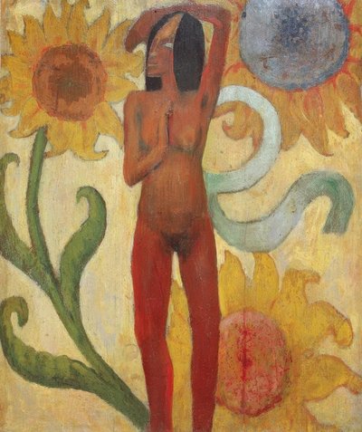 ひまわり（またはカリブ海の女性）と裸の女性像 作： Paul Gauguin