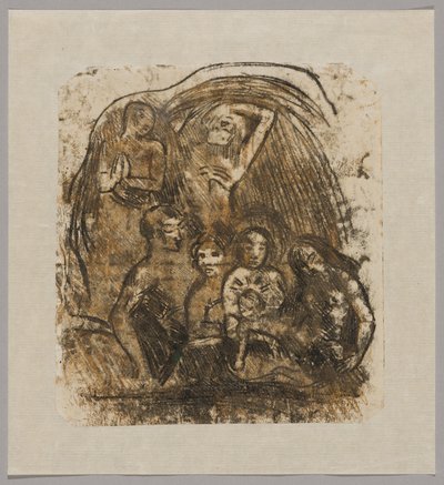 キリスト降誕（5人の人物に囲まれた母と子） 作： Paul Gauguin