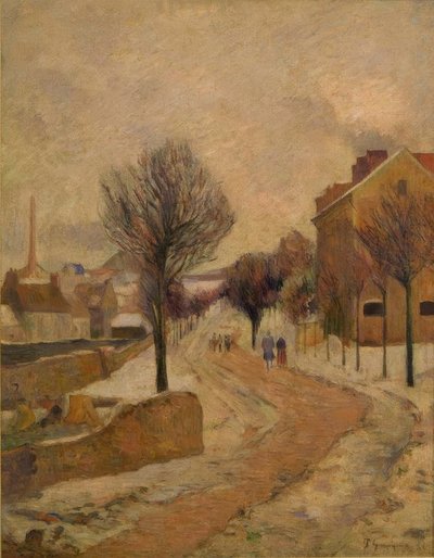 雪の中でパリの郊外 作： Paul Gauguin