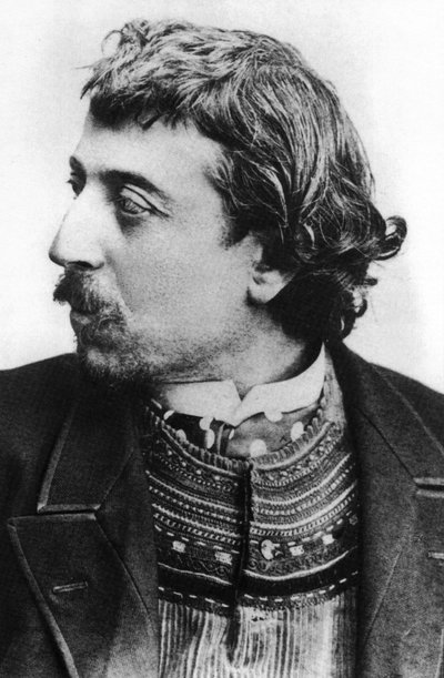ポール ゴーギャン (1848-1903) フランスの画家、ここコペンハーゲンで 1891 年 3 月にブルトン カーディガンを着て、カリエールに捧げた自画像 作： Paul Gauguin