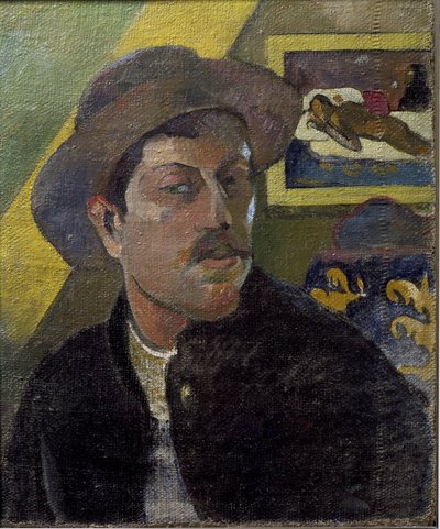 帽子をかぶったアーティストの肖像 - 油彩・キャンバス 作： Paul Gauguin
