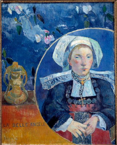 伝統的な衣装を身にまとった美しいアンジェル・ア・ブルトン人の肖像 - ポンアベン（Pont-Aven）のホテリエ、マダム・ド・サトル（1868-1932）の肖像 - ポール・ゴーギャン（1848-1903）の絵画 1889年 日 0,92 x 0,73 m パリ、オルセー美術館 作： Paul Gauguin