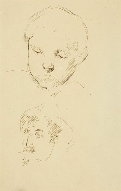 少年の横顔と自画像 [直筆] 作： Paul Gauguin