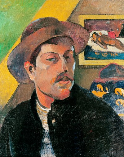 帽子の自画像、1893-94 作： Paul Gauguin
