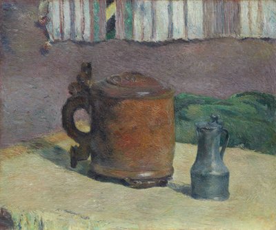 静物：ウッドタンカードとメタルピッチャー 作： Paul Gauguin
