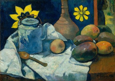 ティーポットとフルーツのある静物、1896年。 作： Paul Gauguin