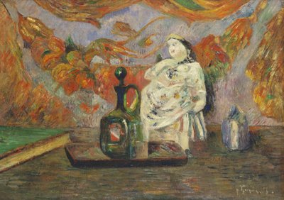セラミックの置物のある静物 作： Paul Gauguin
