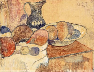 投手と果物のある静物。水差しと果物のある静物、1899年頃 作： Paul Gauguin