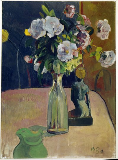 薔薇と彫像のある静物（油彩・キャンバス 作： Paul Gauguin