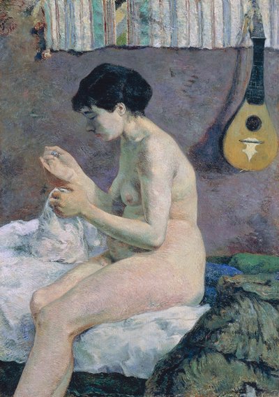 ヌードの習作、スザンヌの縫製 作： Paul Gauguin