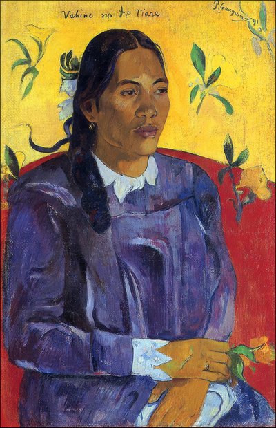 タヒチ：花を持つ女性、ポール・ゴーギャン（1891） 作： Paul Gauguin