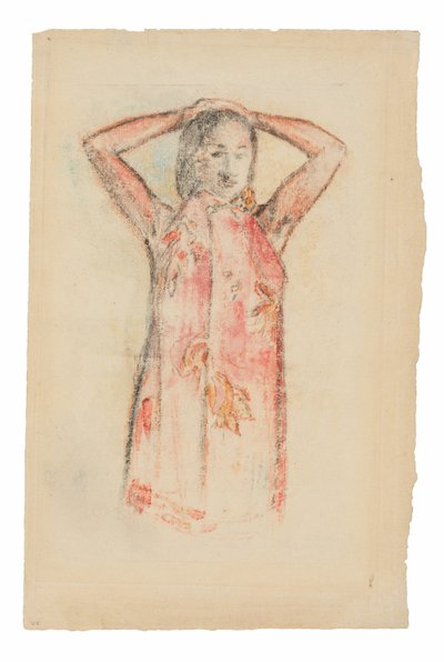 ピンクのパレウを着たタヒチの女の子 作： Paul Gauguin