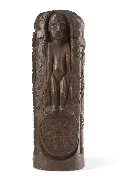 1894年以降の十字架上のキリストへのタヒチのトーテム（緑青石膏） 作： Paul Gauguin