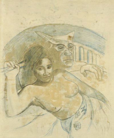 悪霊とタヒチの女 作： Paul Gauguin